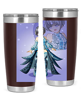 Game of Beautiful Girl140# Anime Tumbler featuring a vibrant design, double wall vacuum stainless steel construction, and a convenient drink-thru lid.