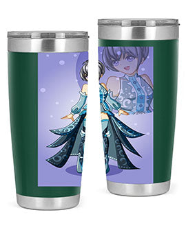 Game of Beautiful Girl140# Anime Tumbler featuring a vibrant design, double wall vacuum stainless steel construction, and a convenient drink-thru lid.