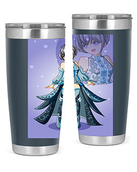 Game of Beautiful Girl140# Anime Tumbler featuring a vibrant design, double wall vacuum stainless steel construction, and a convenient drink-thru lid.
