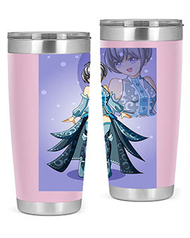 Game of Beautiful Girl140# Anime Tumbler featuring a vibrant design, double wall vacuum stainless steel construction, and a convenient drink-thru lid.