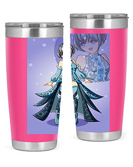 Game of Beautiful Girl140# Anime Tumbler featuring a vibrant design, double wall vacuum stainless steel construction, and a convenient drink-thru lid.