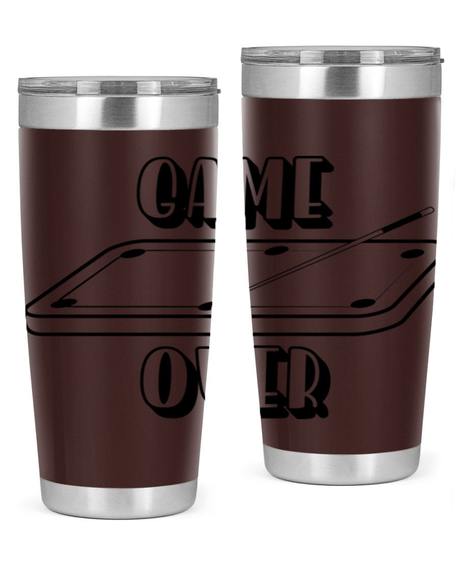 Game Over 1218# Tumbler in 20oz and 30oz sizes, showcasing double wall vacuum stainless steel design with a drink-thru lid.