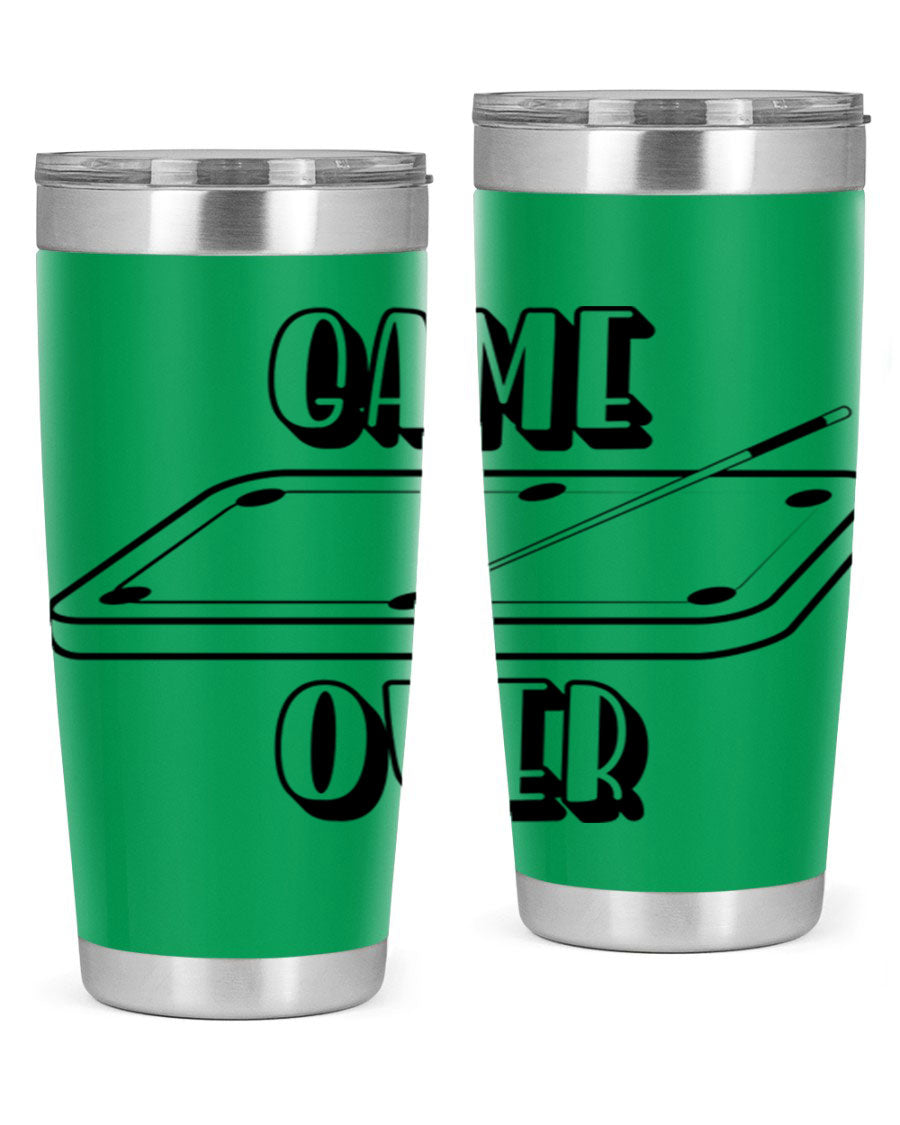 Game Over 1218# Tumbler in 20oz and 30oz sizes, showcasing double wall vacuum stainless steel design with a drink-thru lid.