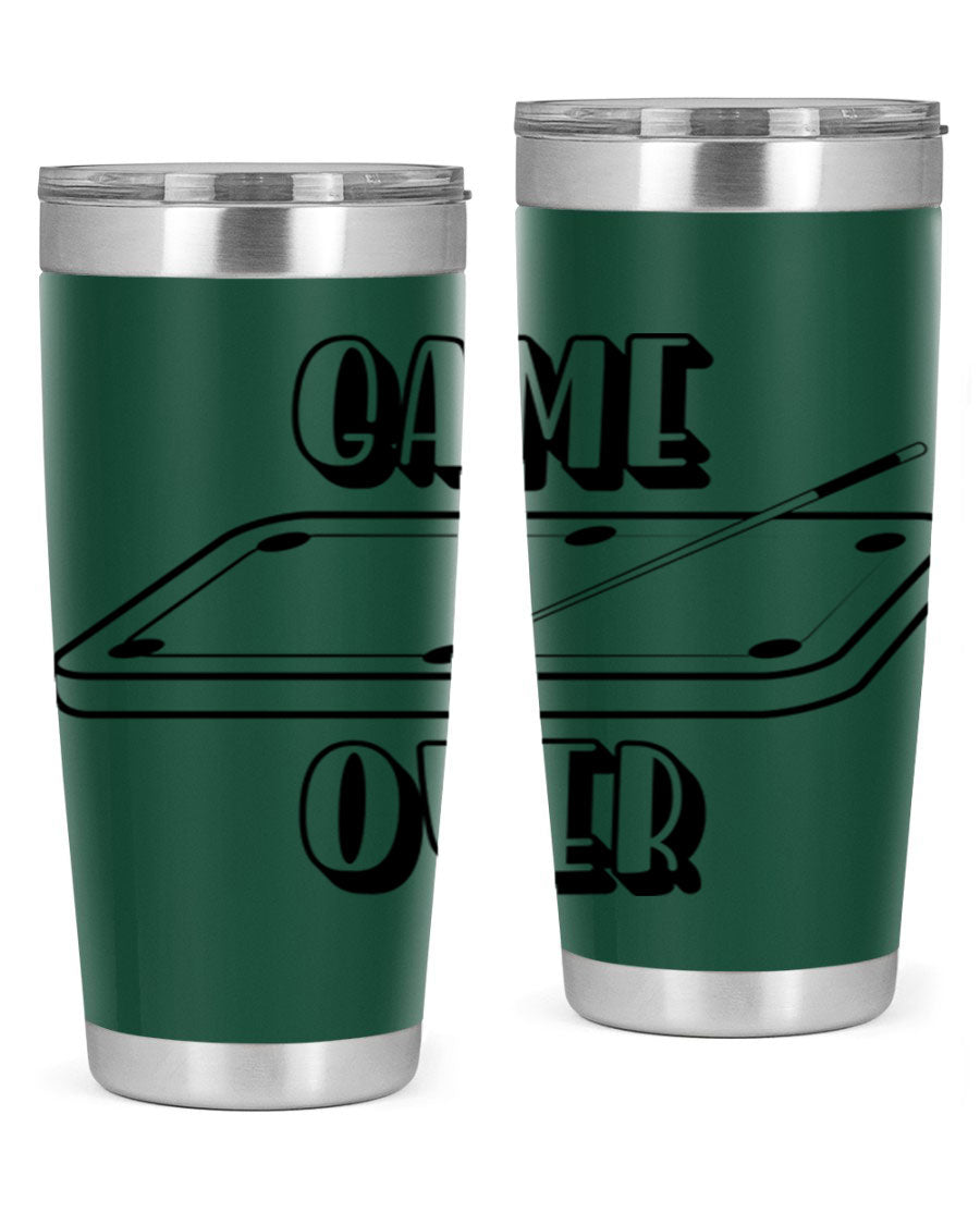 Game Over 1218# Tumbler in 20oz and 30oz sizes, showcasing double wall vacuum stainless steel design with a drink-thru lid.