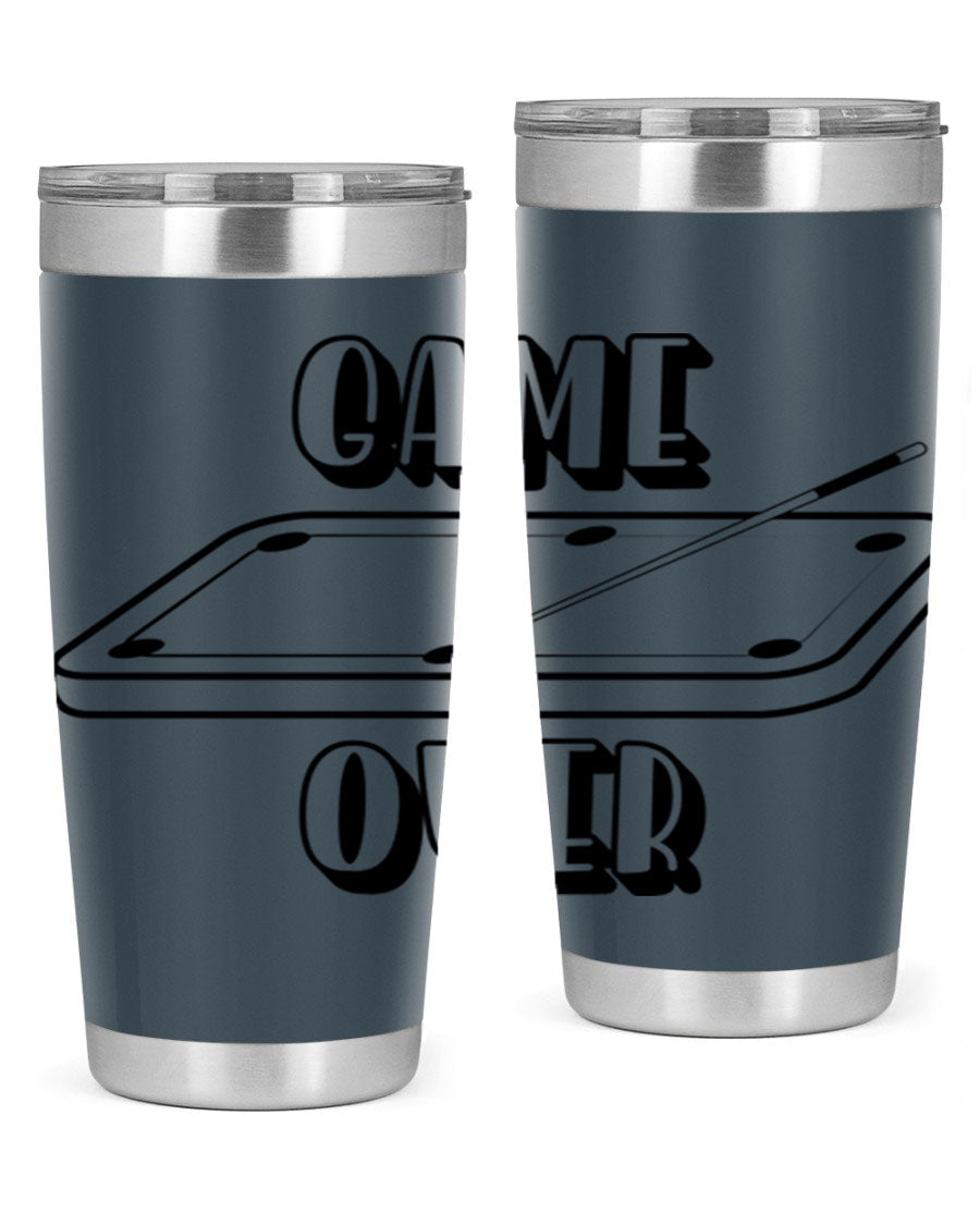 Game Over 1218# Tumbler in 20oz and 30oz sizes, showcasing double wall vacuum stainless steel design with a drink-thru lid.