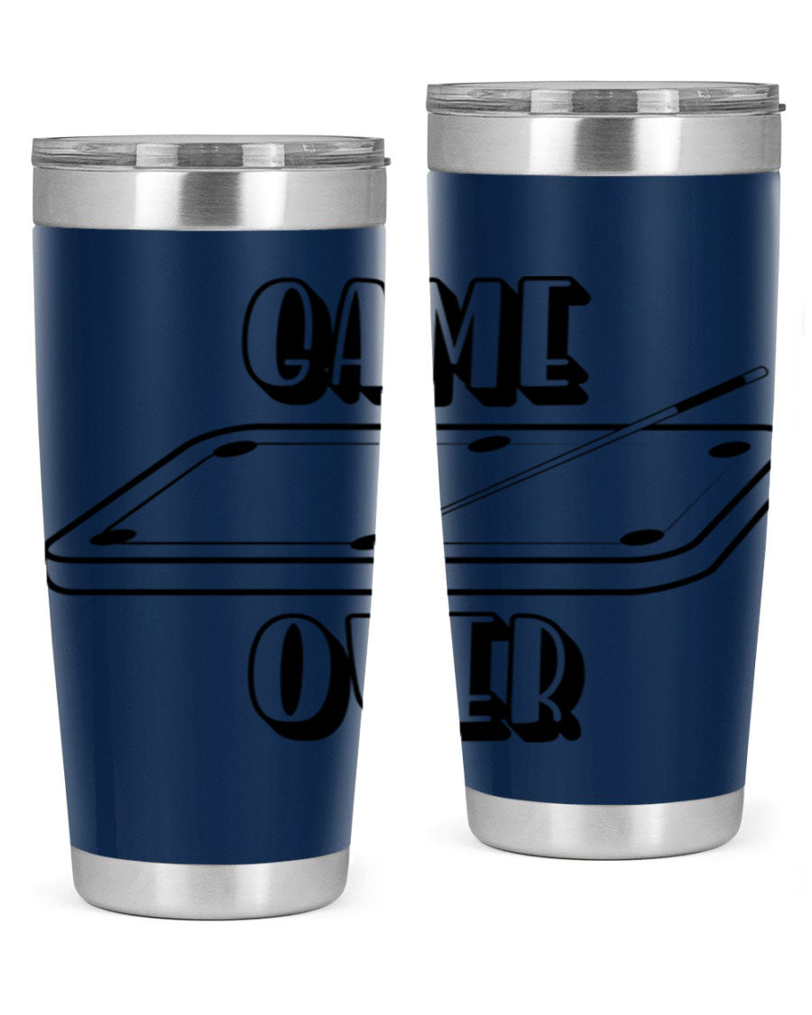Game Over 1218# Tumbler in 20oz and 30oz sizes, showcasing double wall vacuum stainless steel design with a drink-thru lid.