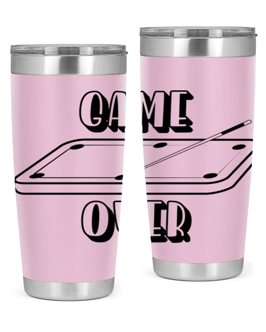 Game Over 1218# Tumbler in 20oz and 30oz sizes, showcasing double wall vacuum stainless steel design with a drink-thru lid.