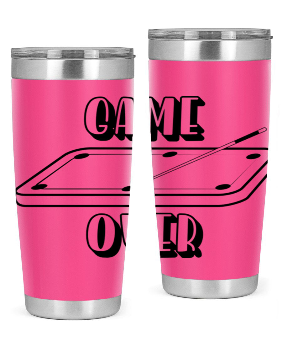Game Over 1218# Tumbler in 20oz and 30oz sizes, showcasing double wall vacuum stainless steel design with a drink-thru lid.