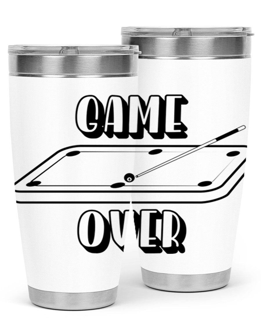 Game Over 1218# Tumbler in 20oz and 30oz sizes, showcasing double wall vacuum stainless steel design with a drink-thru lid.