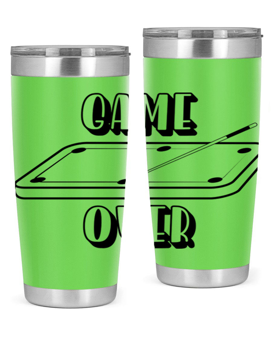 Game Over 1218# Tumbler in 20oz and 30oz sizes, showcasing double wall vacuum stainless steel design with a drink-thru lid.