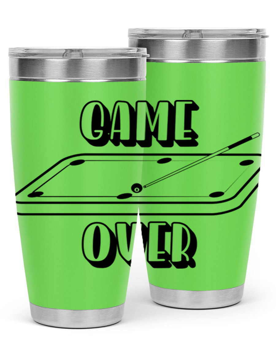 Game Over 1218# Tumbler in 20oz and 30oz sizes, showcasing double wall vacuum stainless steel design with a drink-thru lid.
