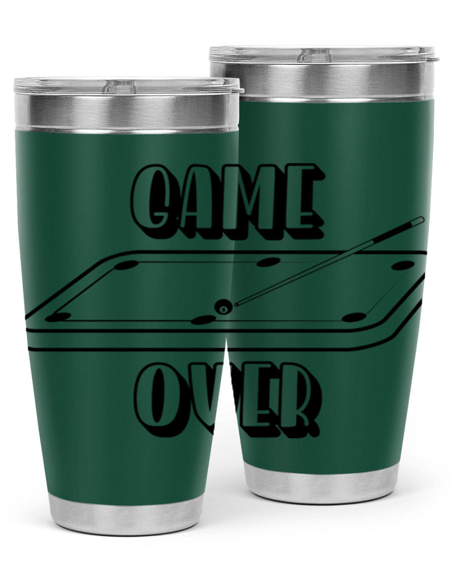 Game Over 1218# Tumbler in 20oz and 30oz sizes, showcasing double wall vacuum stainless steel design with a drink-thru lid.