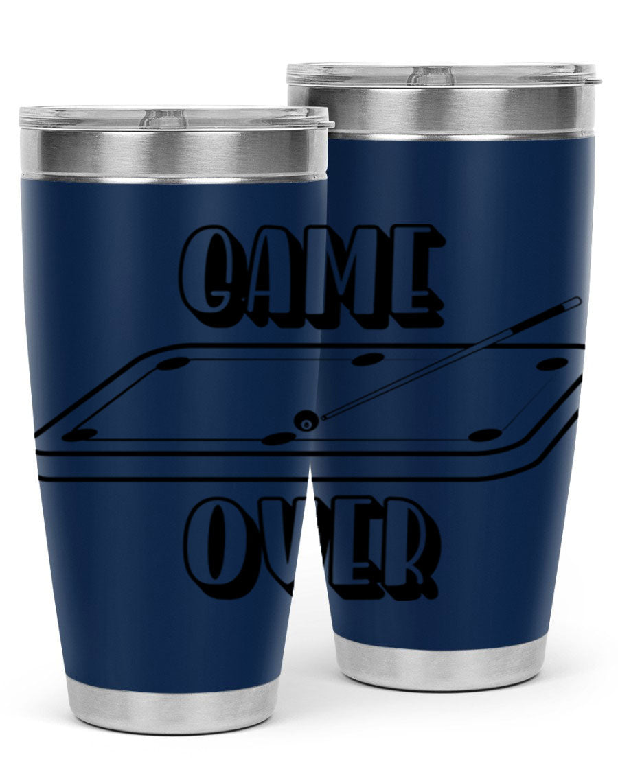 Game Over 1218# Tumbler in 20oz and 30oz sizes, showcasing double wall vacuum stainless steel design with a drink-thru lid.