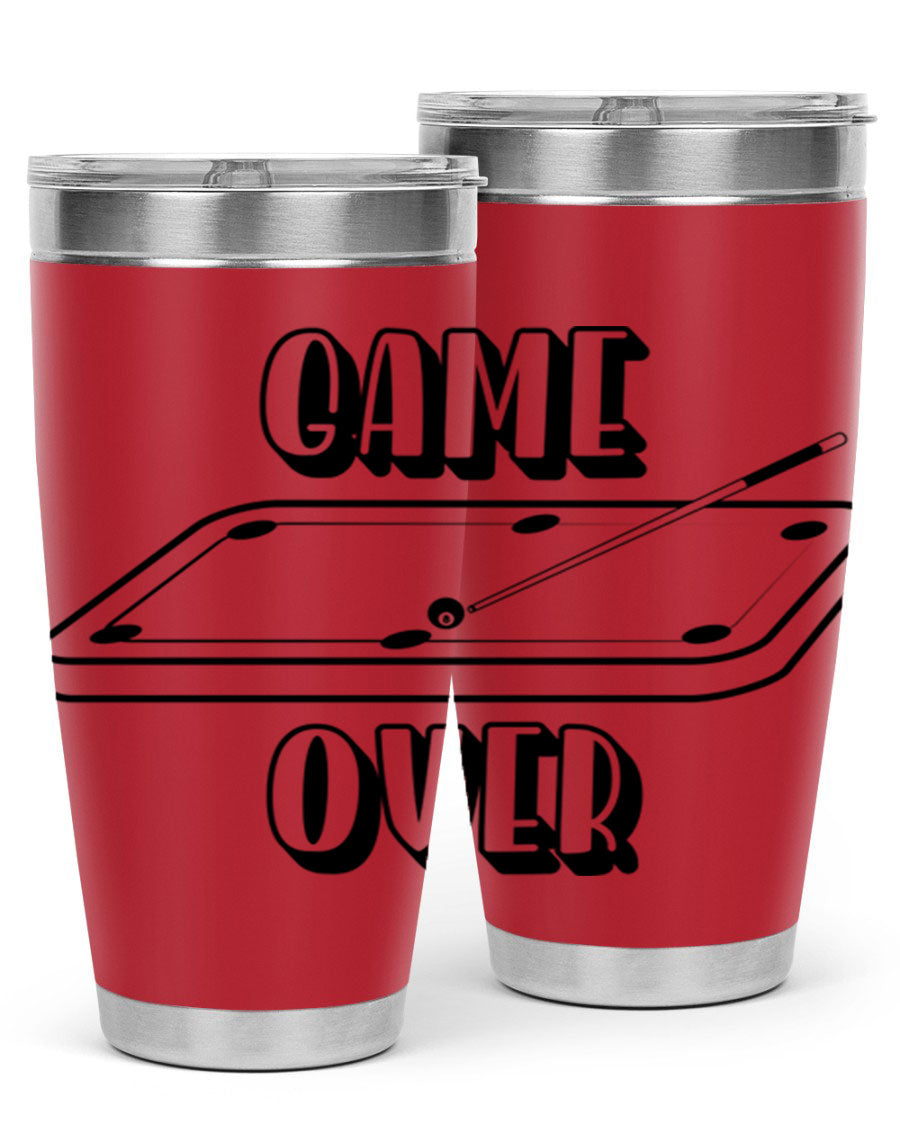 Game Over 1218# Tumbler in 20oz and 30oz sizes, showcasing double wall vacuum stainless steel design with a drink-thru lid.