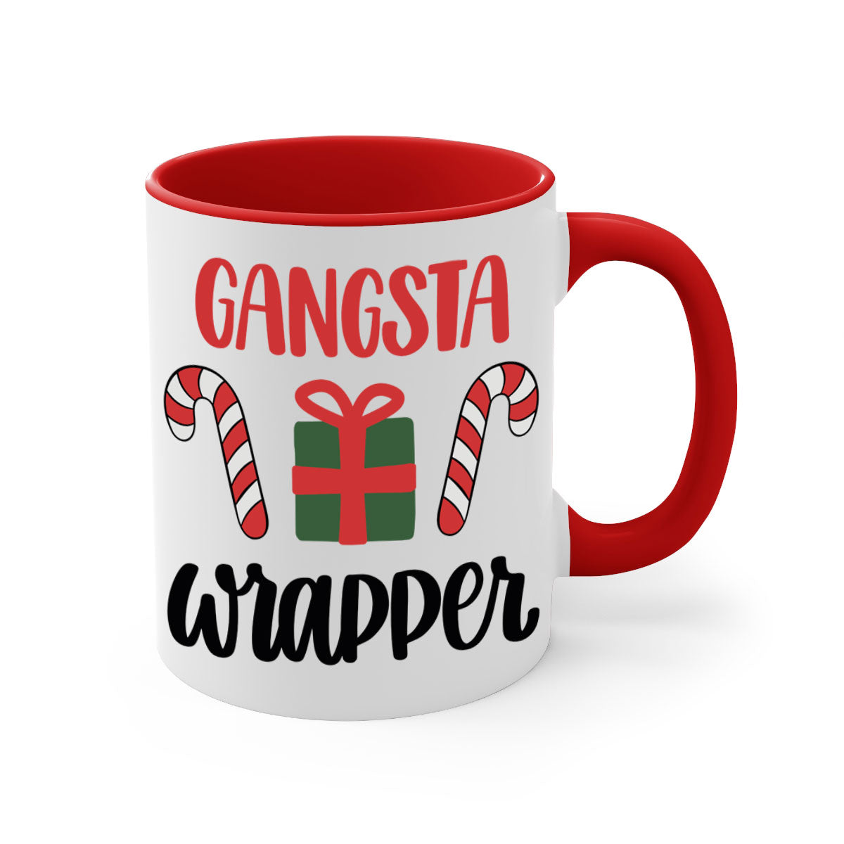 Gangsta Wrapper 150# Mug featuring a glossy finish with a colored handle and interior, available in multiple colors.