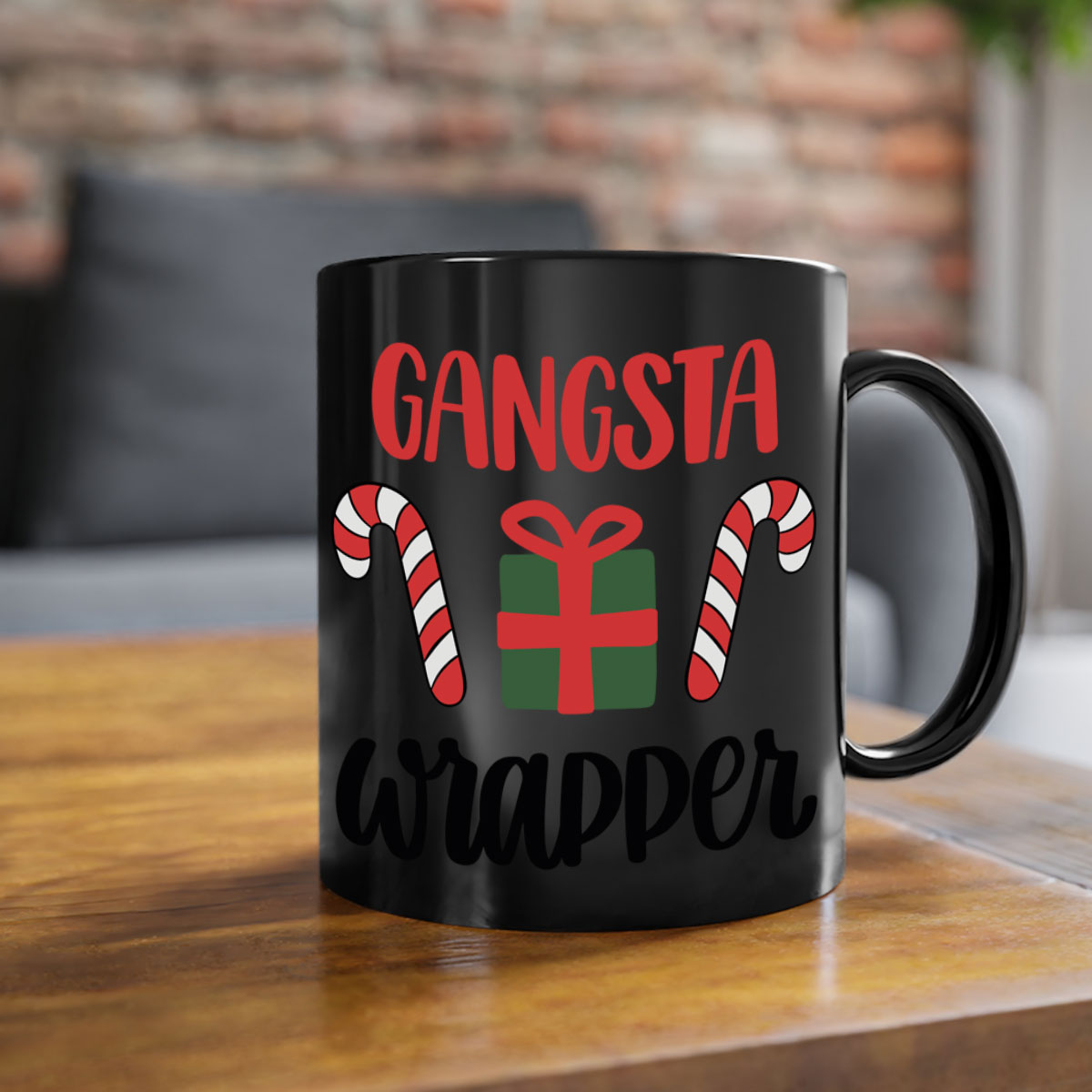 Gangsta Wrapper 150# Mug featuring a glossy finish with a colored handle and interior, available in multiple colors.