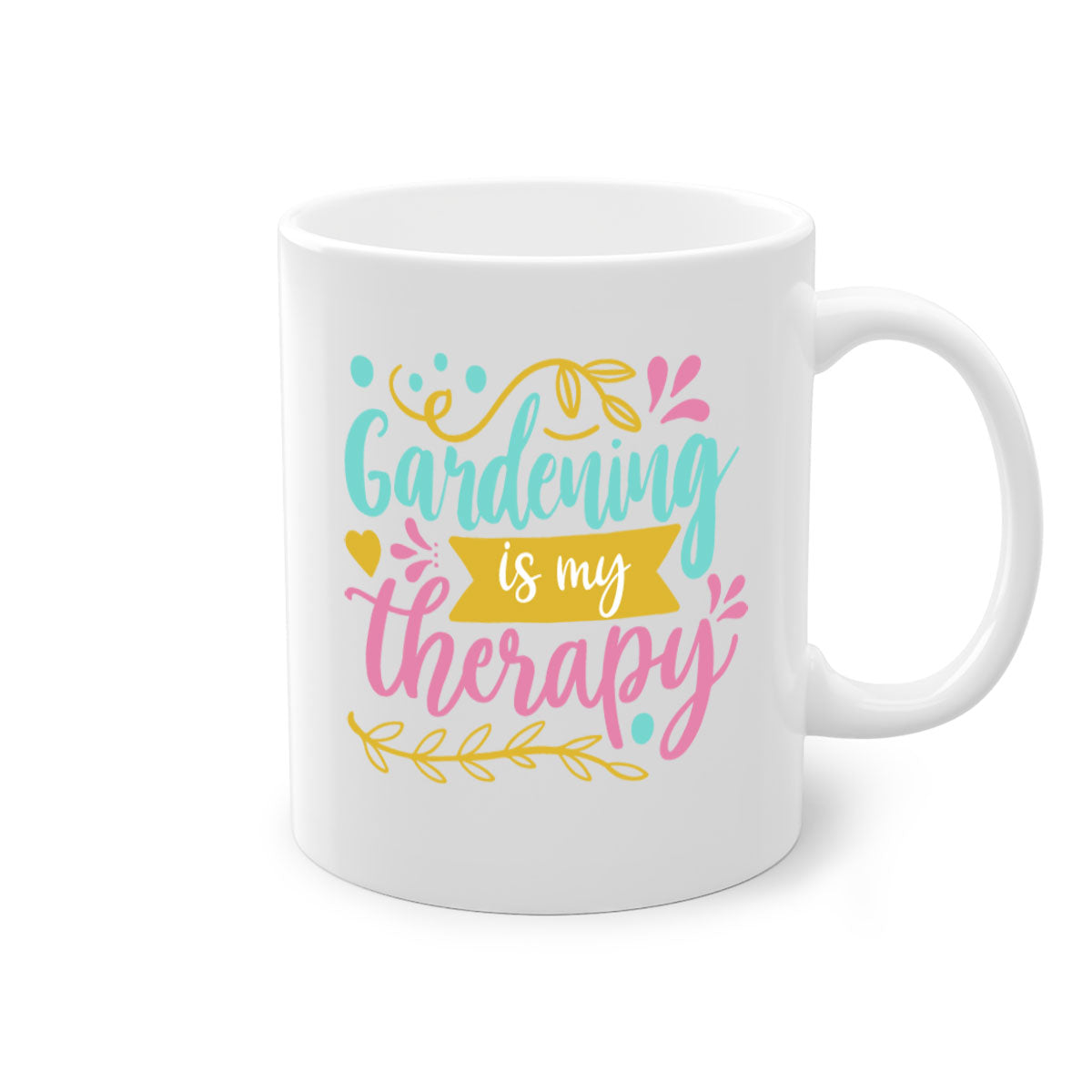 Gardening is my therapy Style 66# mug featuring a glossy finish, colored handle, and interior, available in multiple colors.
