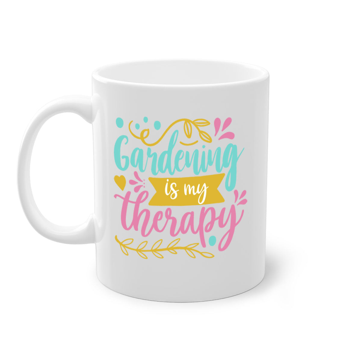 Gardening is my therapy Style 66# mug featuring a glossy finish, colored handle, and interior, available in multiple colors.