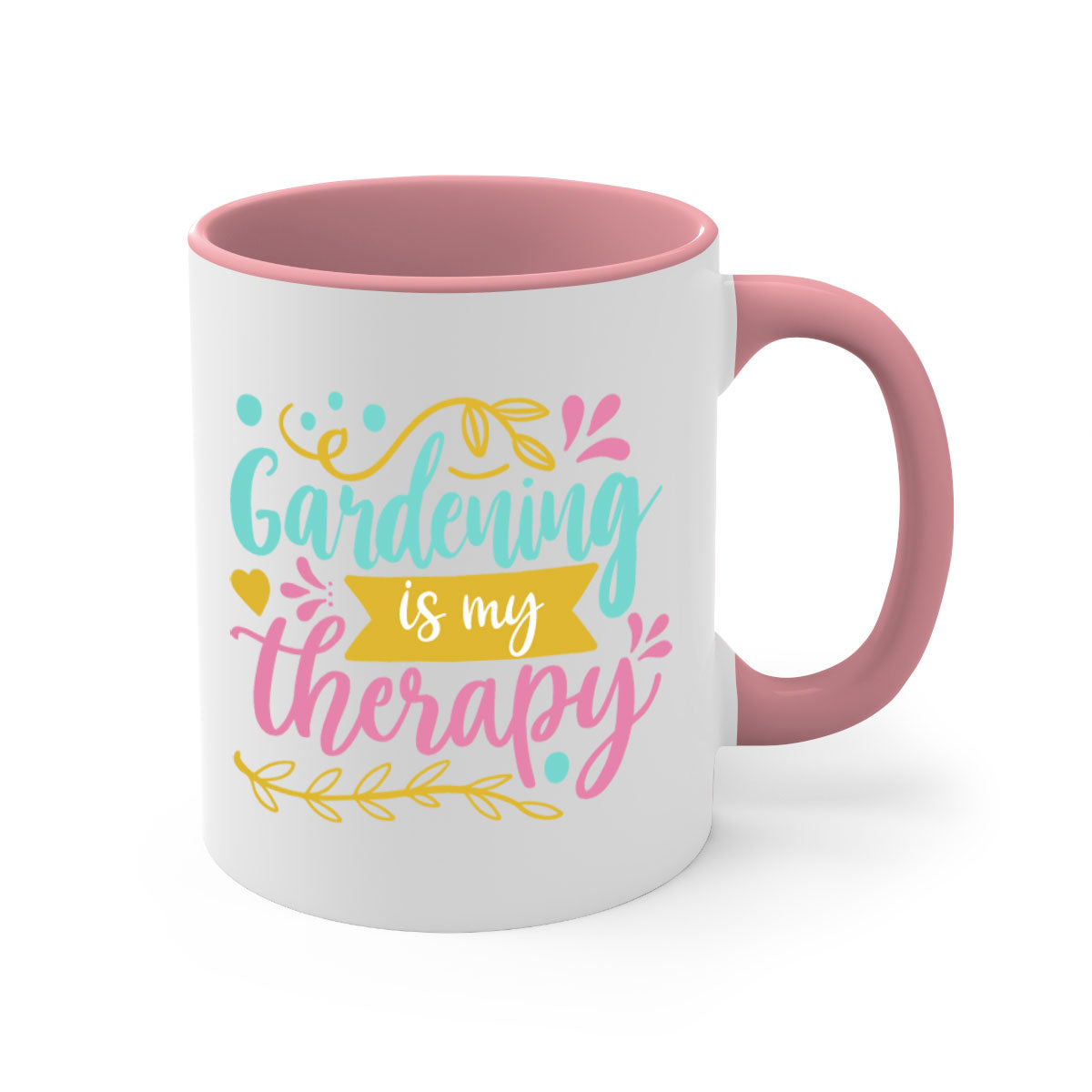 Gardening is my therapy Style 66# mug featuring a glossy finish, colored handle, and interior, available in multiple colors.