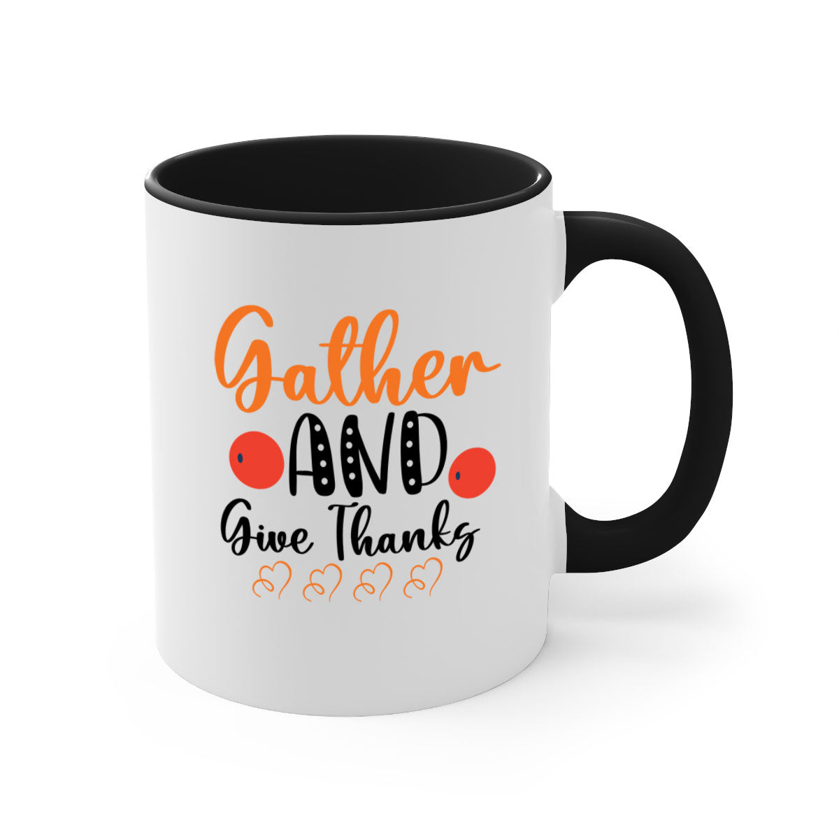 Gather And Give Thanks 188# Mug featuring a two-tone design with a colored handle and glossy finish, available in multiple colors.