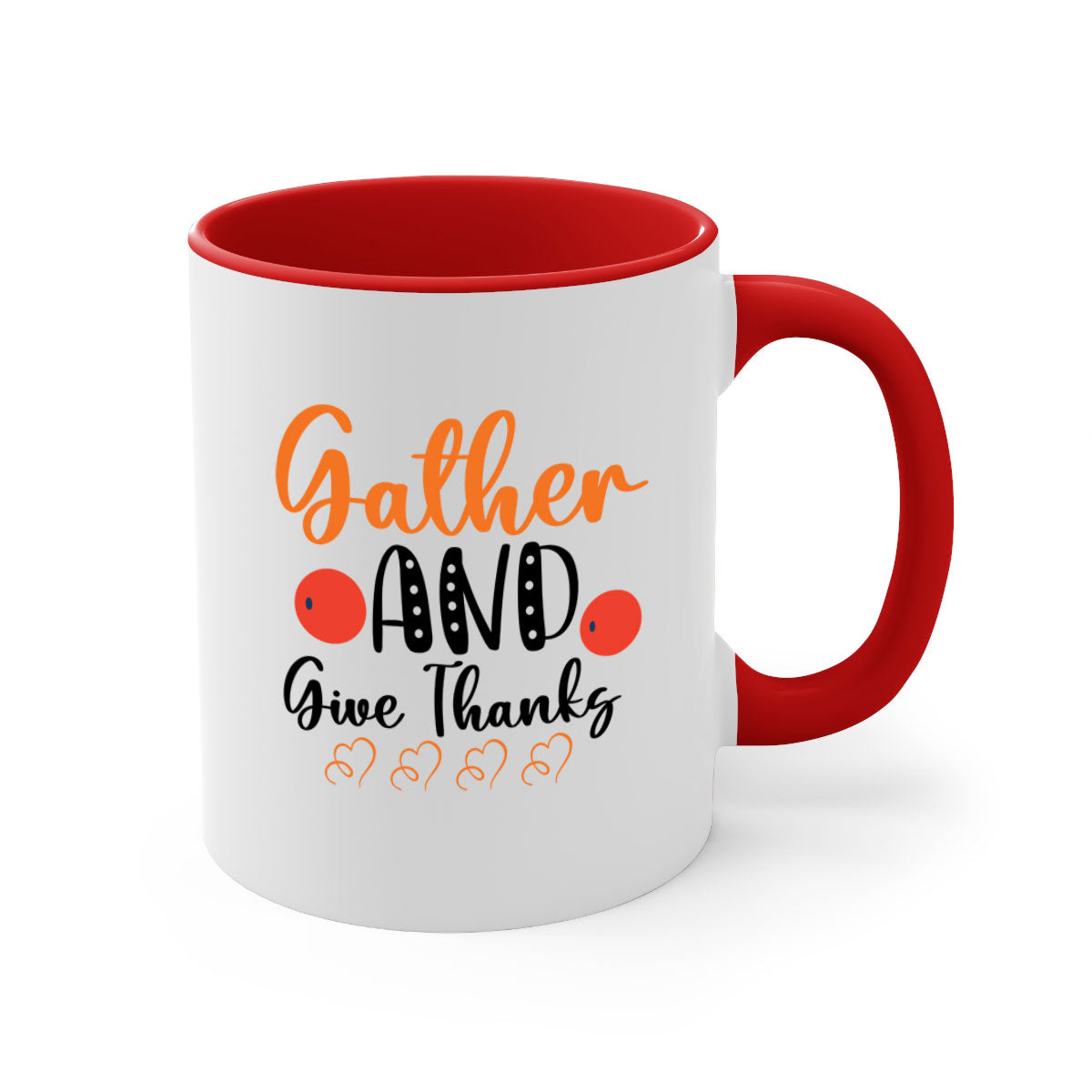Gather And Give Thanks 188# Mug featuring a two-tone design with a colored handle and glossy finish, available in multiple colors.