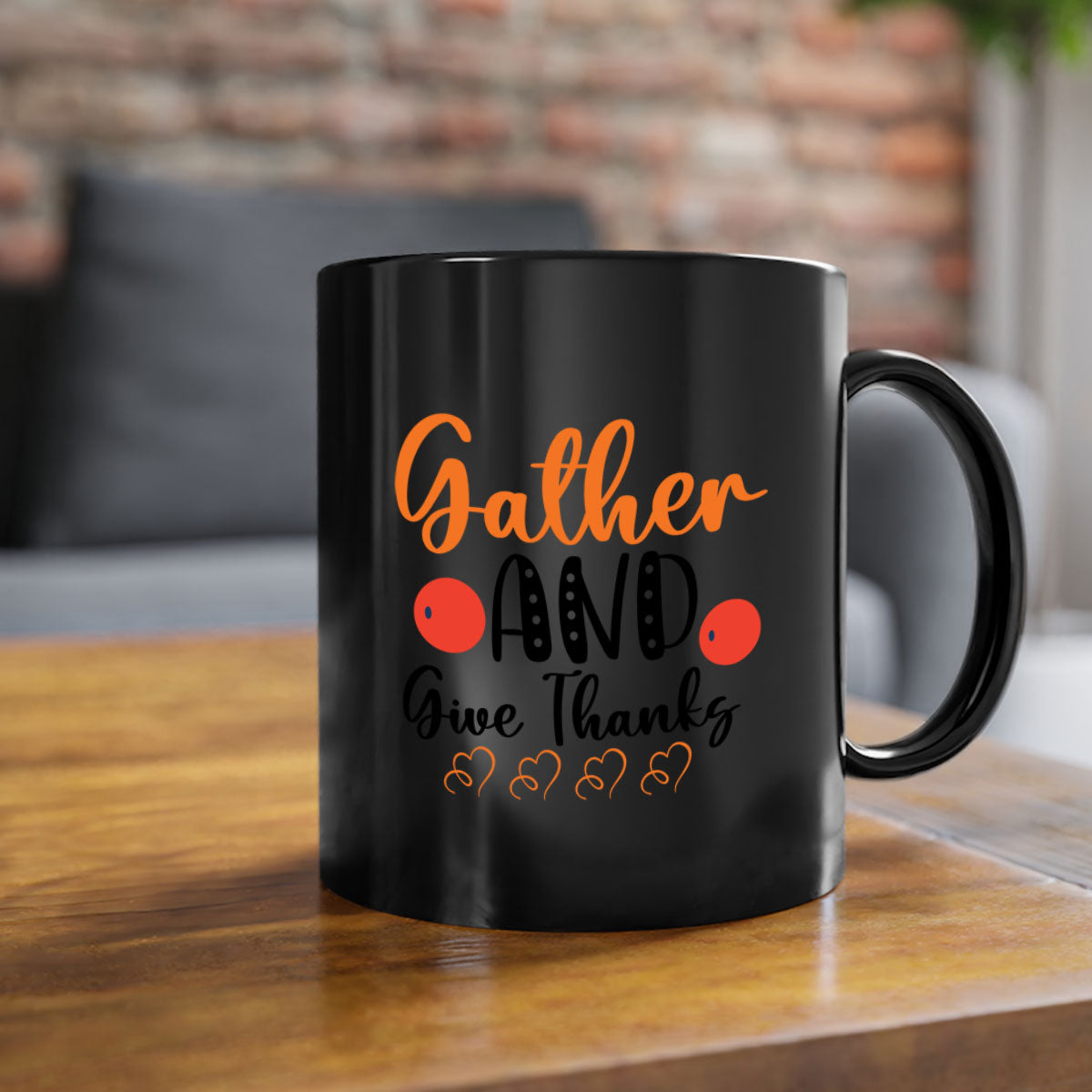 Gather And Give Thanks 188# Mug featuring a two-tone design with a colored handle and glossy finish, available in multiple colors.