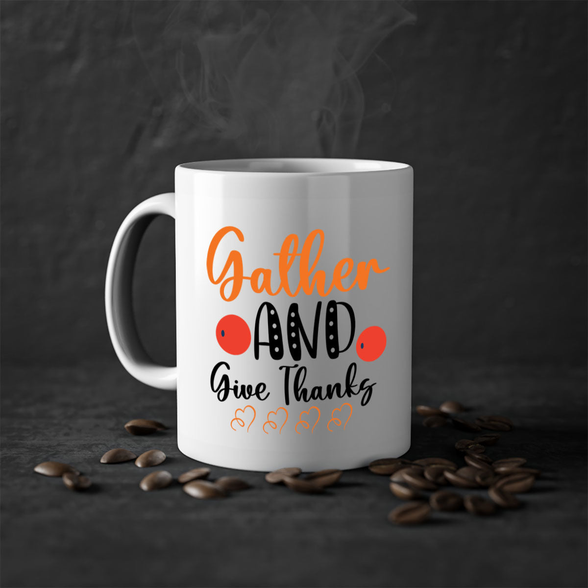 Gather And Give Thanks 188# Mug featuring a two-tone design with a colored handle and glossy finish, available in multiple colors.