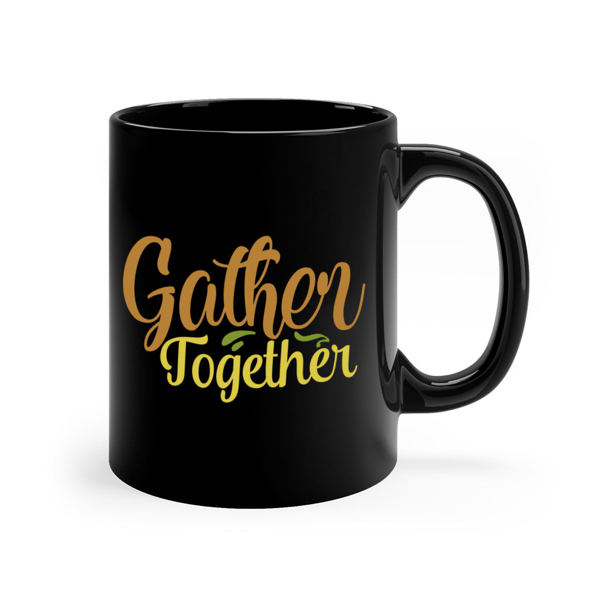 Gather Together 61# Thanksgiving Mug with a glossy finish, featuring a colored handle and interior, available in multiple colors.