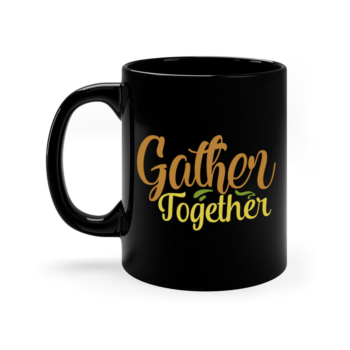 Gather Together 61# Thanksgiving Mug with a glossy finish, featuring a colored handle and interior, available in multiple colors.