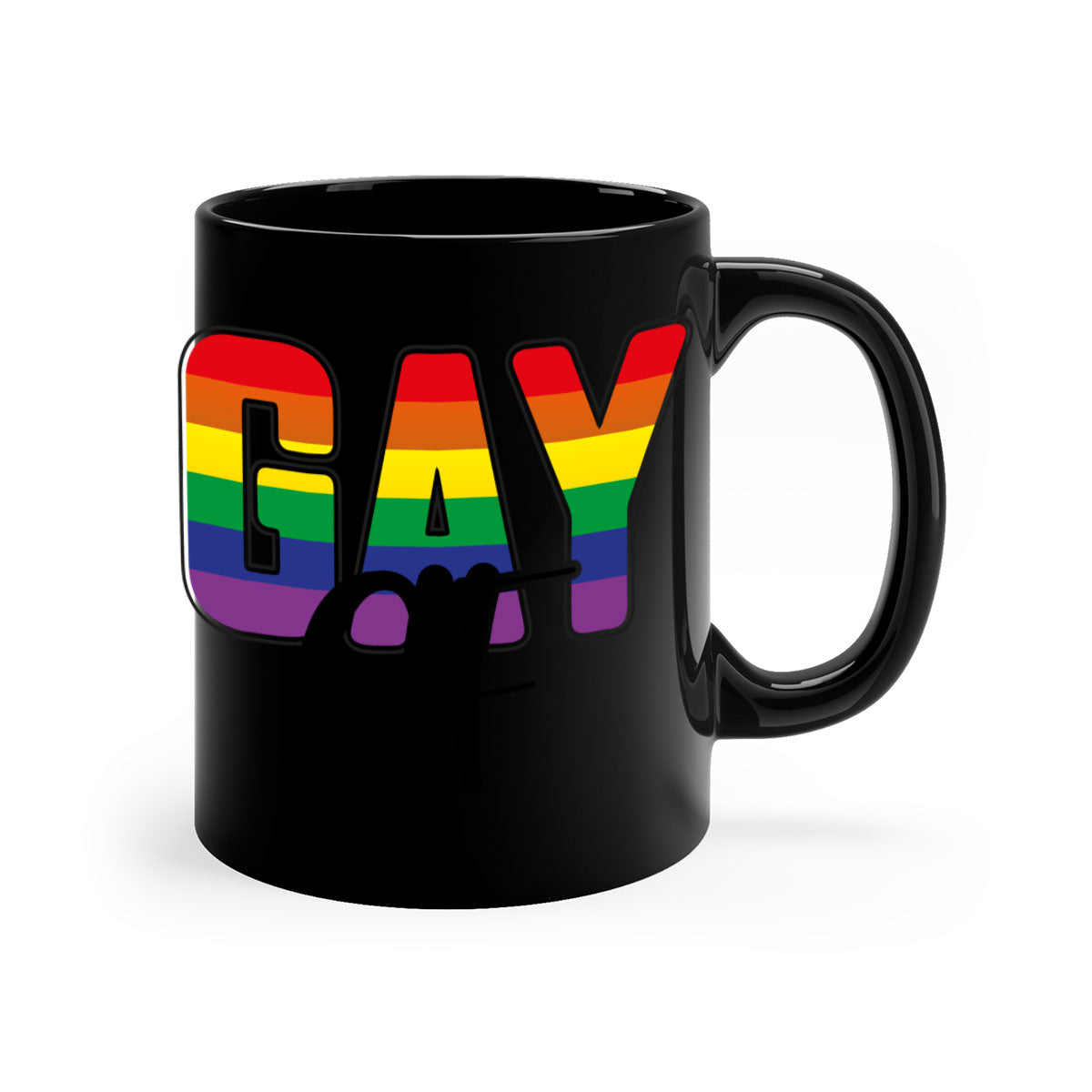 gayaf 136# LGBT Mug with a glossy finish, featuring a colored handle and interior, available in multiple colors and sizes.