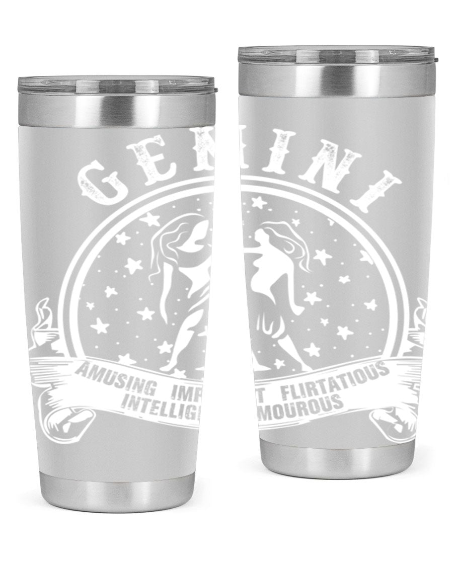 Gemini 10# Tumbler, a stylish 20oz double wall vacuum stainless steel tumbler with a drink-thru lid, perfect for hot and cold beverages.