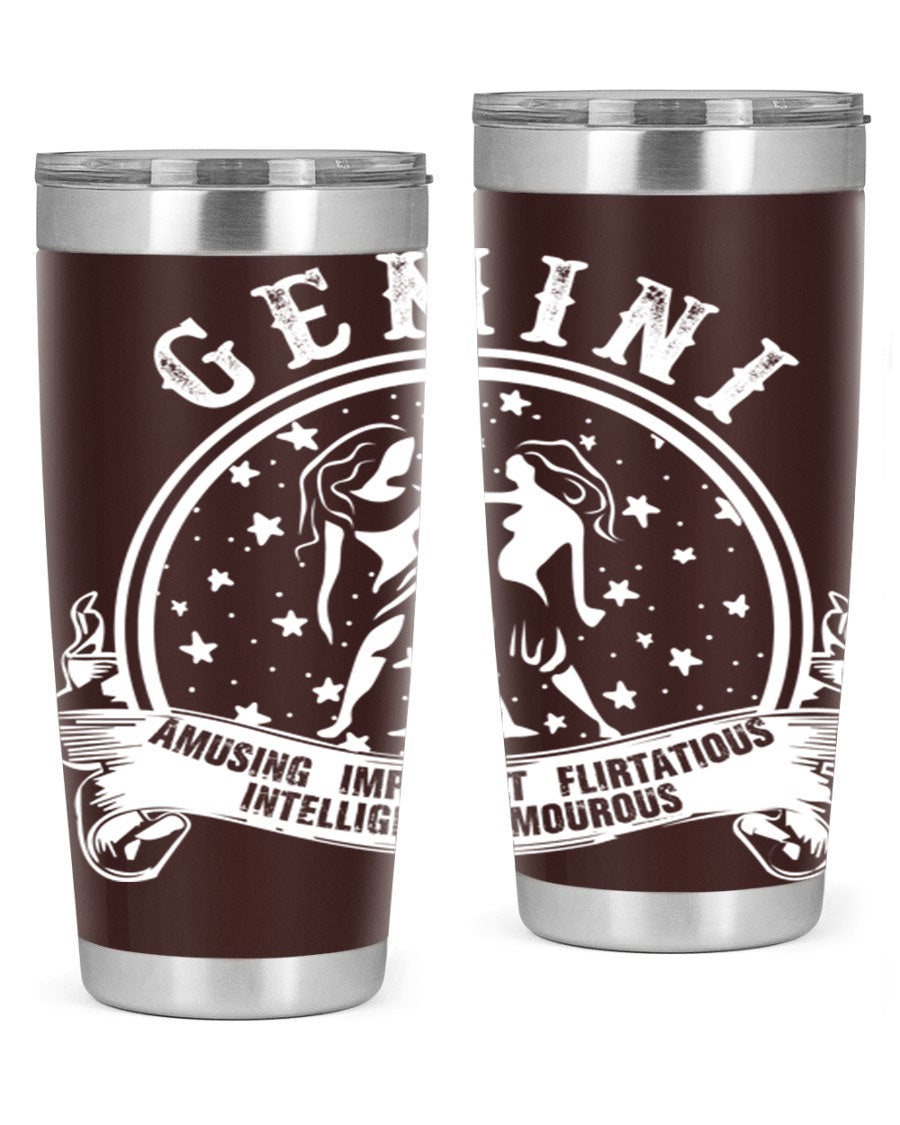 Gemini 10# Tumbler, a stylish 20oz double wall vacuum stainless steel tumbler with a drink-thru lid, perfect for hot and cold beverages.