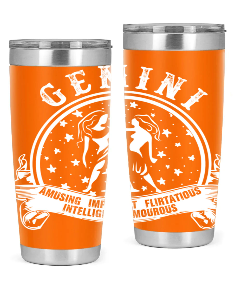 Gemini 10# Tumbler, a stylish 20oz double wall vacuum stainless steel tumbler with a drink-thru lid, perfect for hot and cold beverages.
