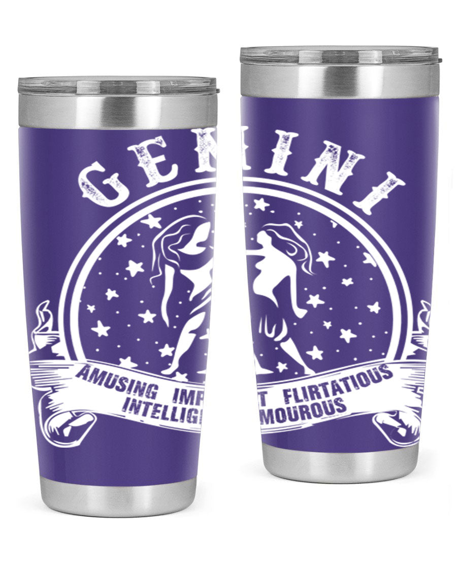 Gemini 10# Tumbler, a stylish 20oz double wall vacuum stainless steel tumbler with a drink-thru lid, perfect for hot and cold beverages.