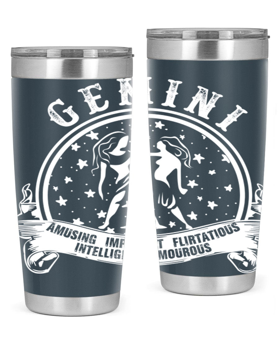 Gemini 10# Tumbler, a stylish 20oz double wall vacuum stainless steel tumbler with a drink-thru lid, perfect for hot and cold beverages.
