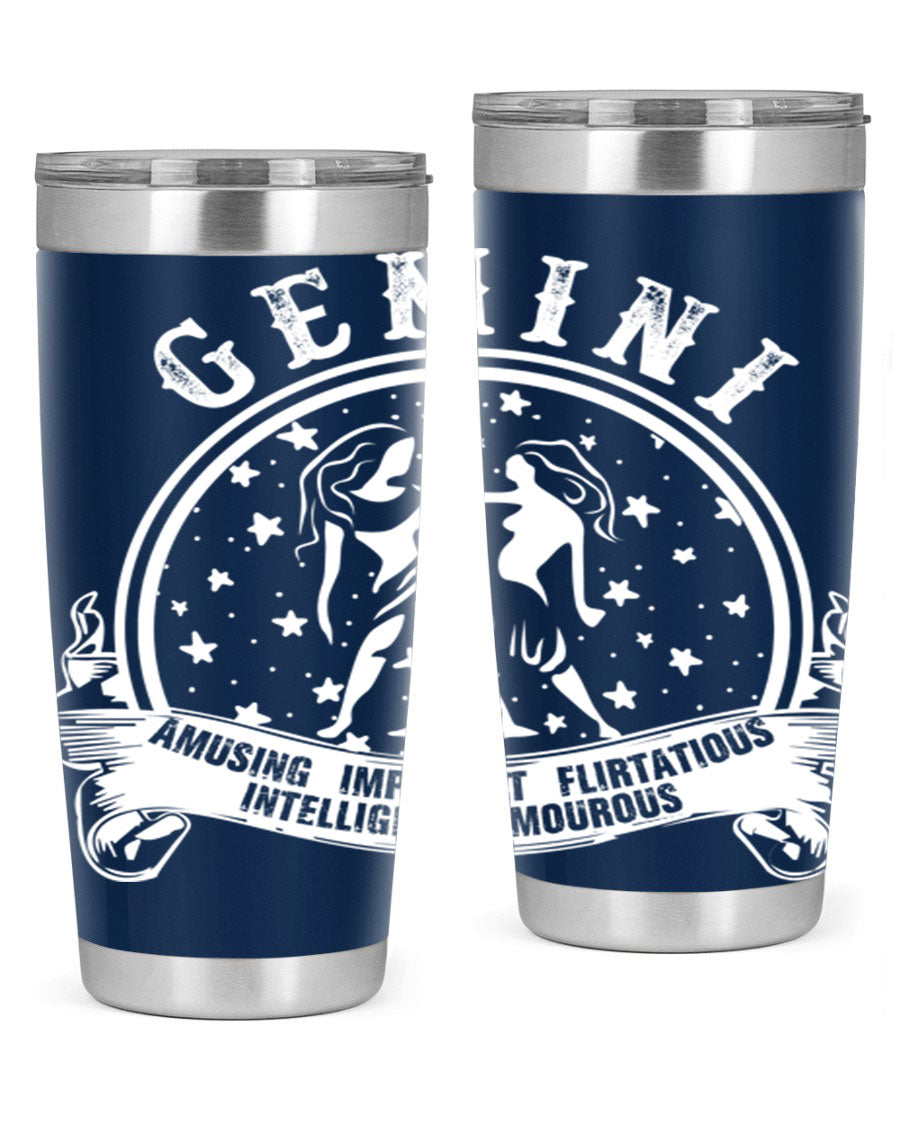 Gemini 10# Tumbler, a stylish 20oz double wall vacuum stainless steel tumbler with a drink-thru lid, perfect for hot and cold beverages.