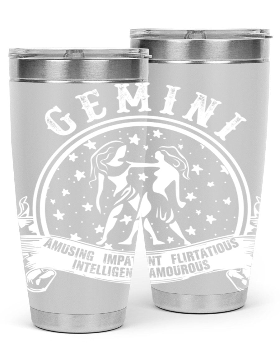 Gemini 10# Tumbler, a stylish 20oz double wall vacuum stainless steel tumbler with a drink-thru lid, perfect for hot and cold beverages.