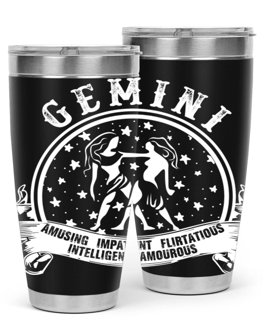 Gemini 10# Tumbler, a stylish 20oz double wall vacuum stainless steel tumbler with a drink-thru lid, perfect for hot and cold beverages.