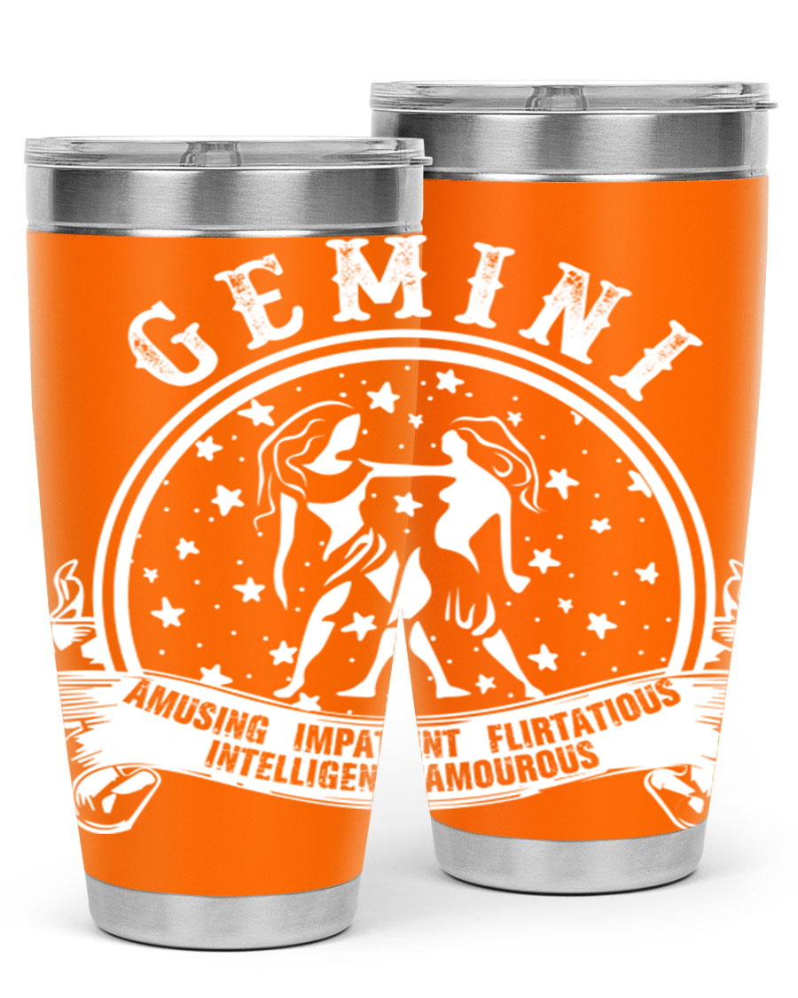 Gemini 10# Tumbler, a stylish 20oz double wall vacuum stainless steel tumbler with a drink-thru lid, perfect for hot and cold beverages.
