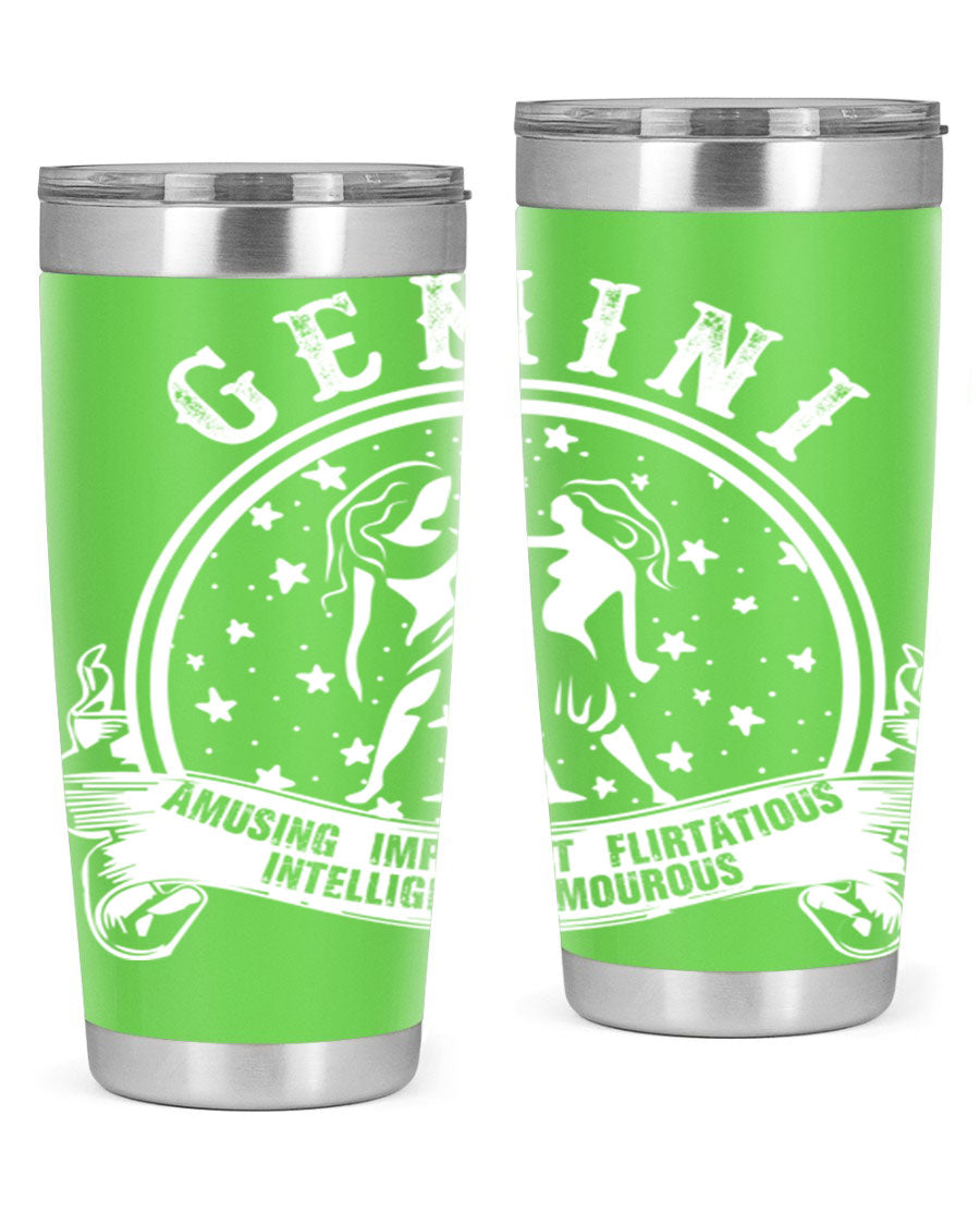 Gemini 10# Tumbler, a stylish 20oz double wall vacuum stainless steel tumbler with a drink-thru lid, perfect for hot and cold beverages.