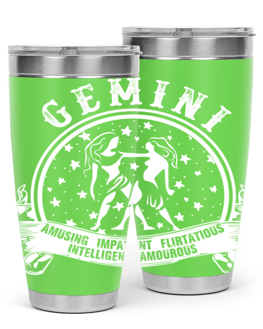 Gemini 10# Tumbler, a stylish 20oz double wall vacuum stainless steel tumbler with a drink-thru lid, perfect for hot and cold beverages.