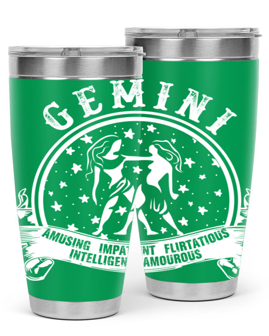 Gemini 10# Tumbler, a stylish 20oz double wall vacuum stainless steel tumbler with a drink-thru lid, perfect for hot and cold beverages.