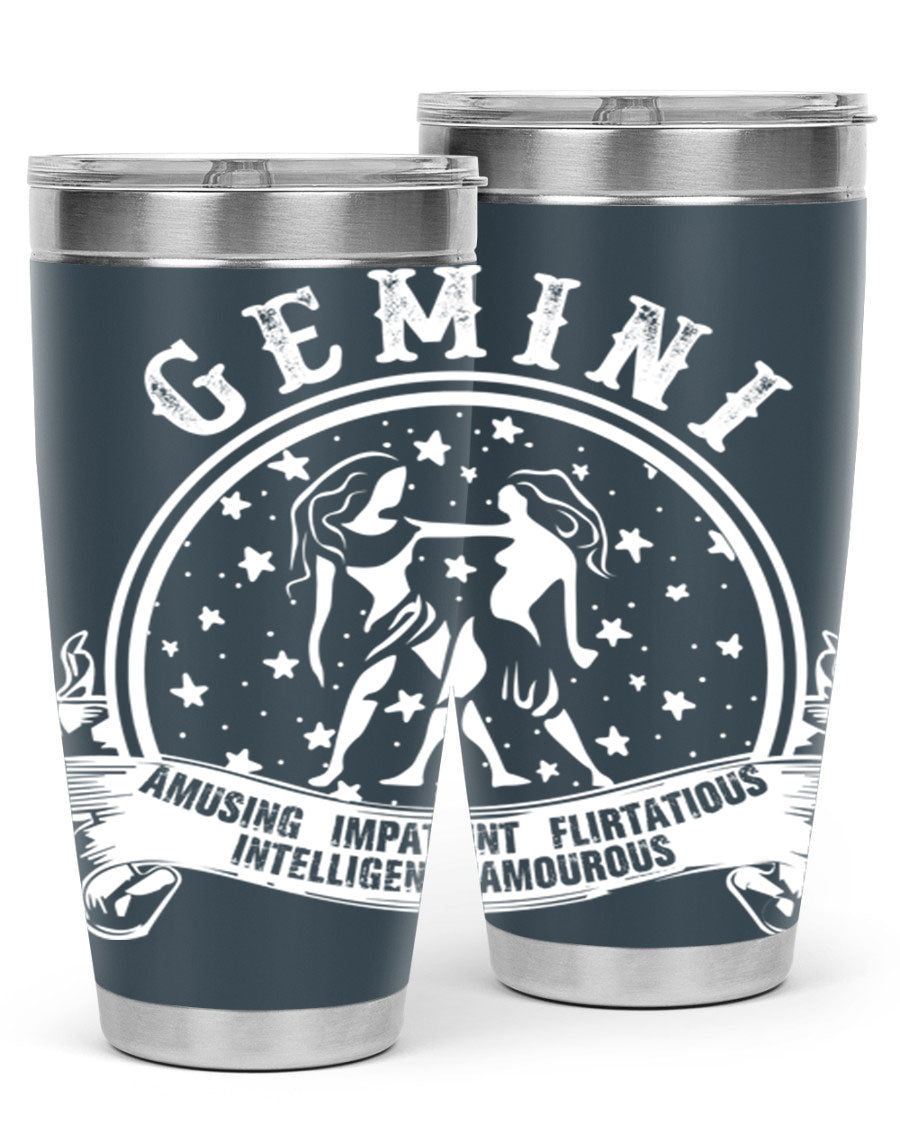 Gemini 10# Tumbler, a stylish 20oz double wall vacuum stainless steel tumbler with a drink-thru lid, perfect for hot and cold beverages.