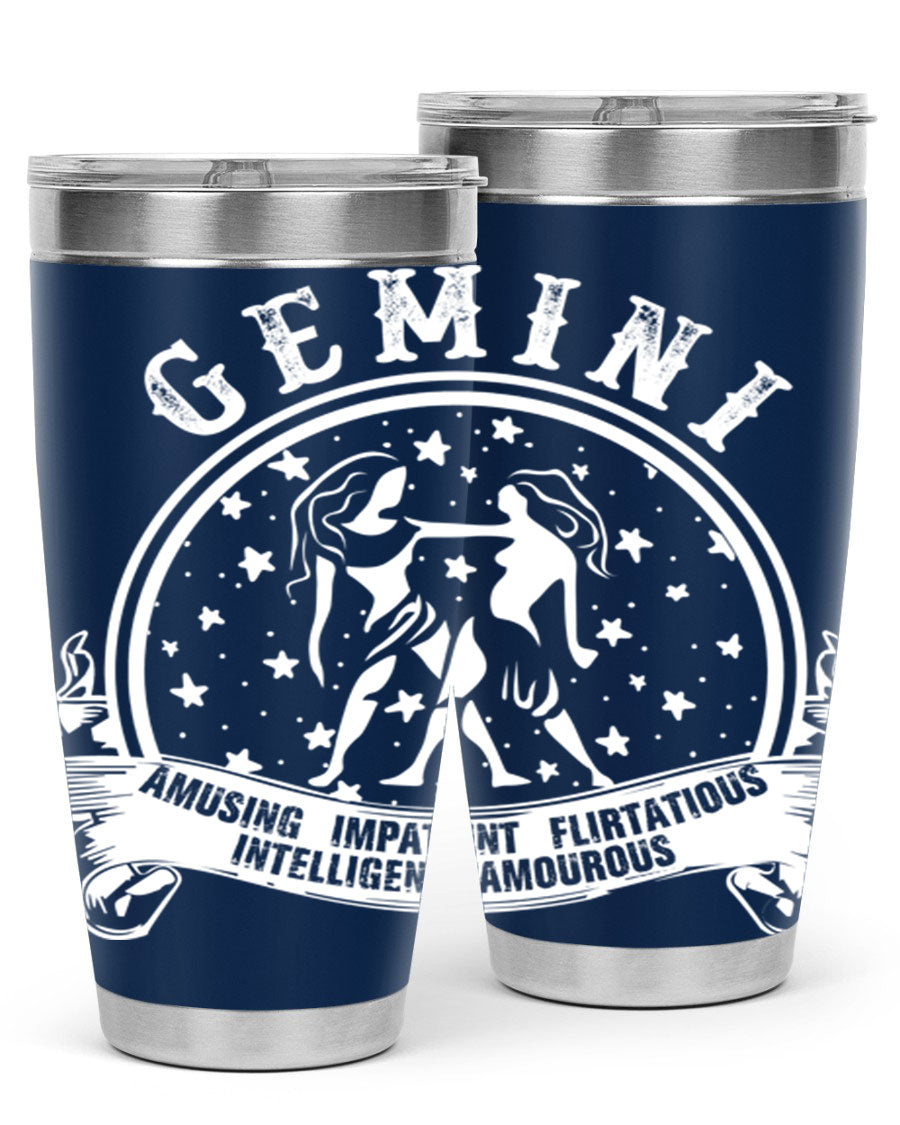 Gemini 10# Tumbler, a stylish 20oz double wall vacuum stainless steel tumbler with a drink-thru lid, perfect for hot and cold beverages.