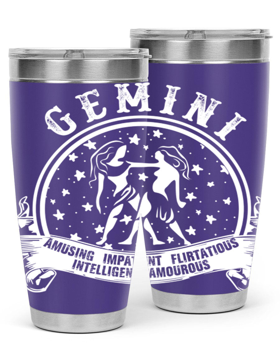 Gemini 10# Tumbler, a stylish 20oz double wall vacuum stainless steel tumbler with a drink-thru lid, perfect for hot and cold beverages.