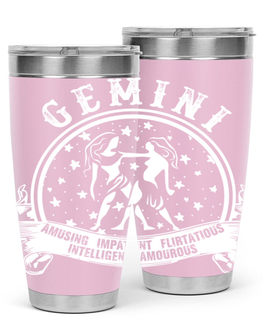 Gemini 10# Tumbler, a stylish 20oz double wall vacuum stainless steel tumbler with a drink-thru lid, perfect for hot and cold beverages.