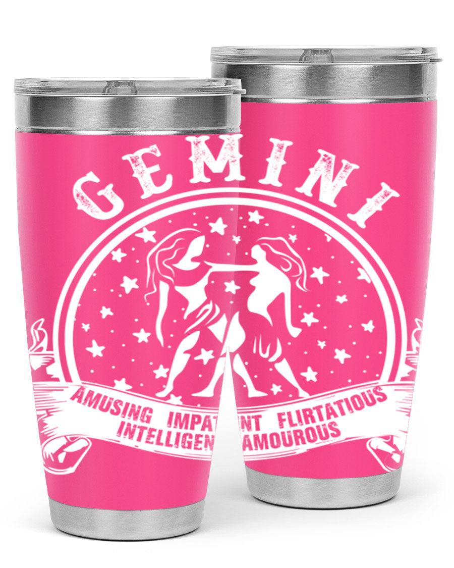 Gemini 10# Tumbler, a stylish 20oz double wall vacuum stainless steel tumbler with a drink-thru lid, perfect for hot and cold beverages.