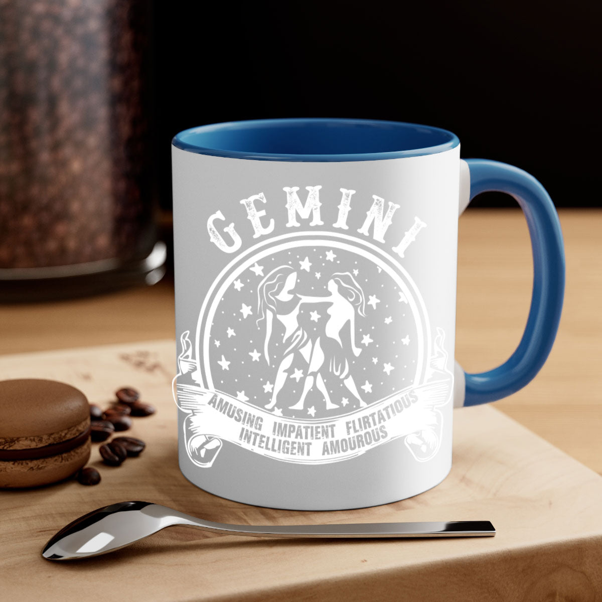 Gemini 10# Mug featuring a two-tone design with a colored handle and glossy finish, available in multiple colors and sizes.