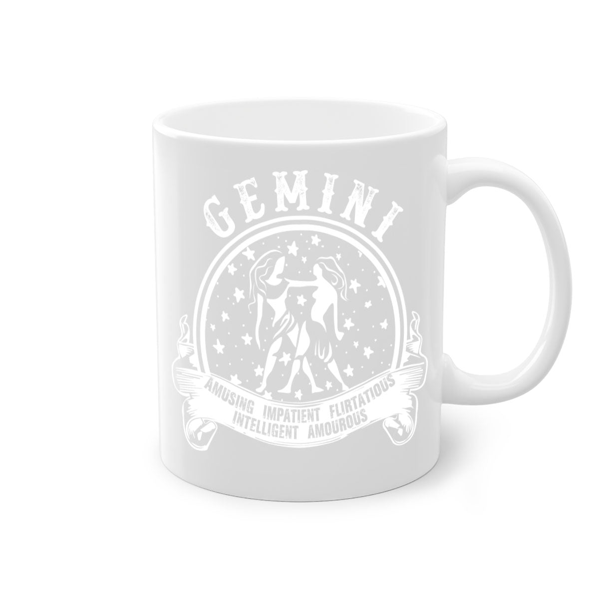 Gemini 10# Mug featuring a two-tone design with a colored handle and glossy finish, available in multiple colors and sizes.