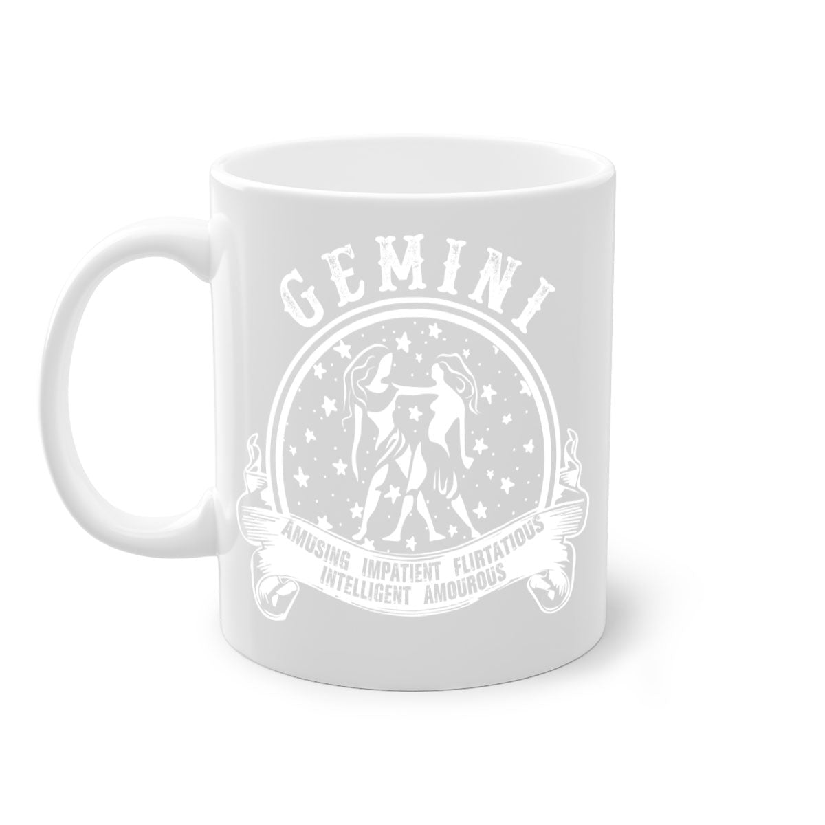 Gemini 10# Mug featuring a two-tone design with a colored handle and glossy finish, available in multiple colors and sizes.